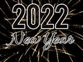 Happy New Year 2022 With Typography Text On Fireworks And Night Sky Background. Royalty Free Stock Photo