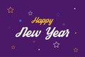 Happy New Year typography vector design. Celebrate the new year festival. Stars shape the background.