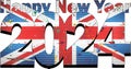 Happy New Year 2024 with United Kingdom flag inside Royalty Free Stock Photo