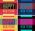 Happy New Year Urban Grunge Style Typographic vector card poster Collection Set