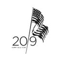 Happy New Year 2019 with usa flag Royalty Free Stock Photo
