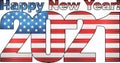 Happy New Year 2021 with USA flag inside Royalty Free Stock Photo