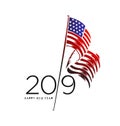 Happy New Year 2019 with usa flag Royalty Free Stock Photo