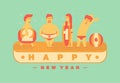 Happy 2016 new year, Vacation to the beach theme.Vector flat Royalty Free Stock Photo