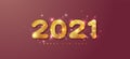 2021 Happy New Year vector background with golden numbers and sparkles. Merry Christmas and Happy New Year holiday symbol template Royalty Free Stock Photo