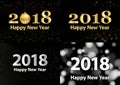 2018 Happy New Year vector background with silver glitter numbers. Festive retro poster with shimmering texture. Royalty Free Stock Photo