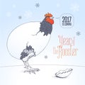 Happy New Year 2017 vector cute nonstandard greeting card