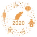 New year Rat symbol 2020 Chinese japanese calendar