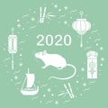 New year Rat symbol 2020 Chinese japanese calendar