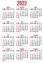 Happy new year 2022. Vector template for pocket calendar design