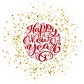 Happy New Year vector text Calligraphic Lettering design card template. Creative typography for Holiday Greeting Gift Royalty Free Stock Photo