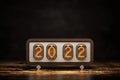 Happy New 2022 Year. Vintage nixie clock with 2022 Royalty Free Stock Photo