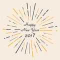Happy New Year 2017. Vintage style. Beautiful greeting card poster calligraphy black text word gold