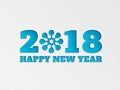 Happy New Year 2018 wallpaper banner background flower with paper cut out effect in blue color.