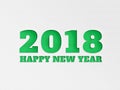 Happy New Year 2018 wallpaper banner background flower with paper cut out effect in green color.