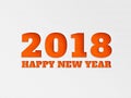 Happy New Year 2018 wallpaper banner background flower with paper cut out effect in orange color.