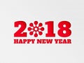 Happy New Year 2018 wallpaper banner background flower with paper cut out effect in red color.