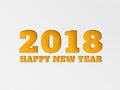 Happy New Year 2018 wallpaper banner background flower with paper cut out effect in yellow color.