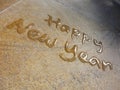 Happy new year water handwriting calligraphy