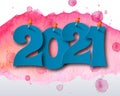 Happy new year 2021 watercolor theme. 2021 Greetings card. abstract background.2021 background banner. Vector illustration Royalty Free Stock Photo