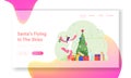 Happy New Year Website Landing Page. Cheerful Woman Celebrate Xmas Party in Office Dancing at Decorated Christmas Royalty Free Stock Photo