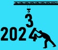 Happy new year 2024 welcome vector design. Year changing from 2023 to 2024. end of 2023 and starting of 2024. letter 3 Lifting by