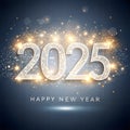 Happy New Year 2025 with a White Glittery Gradient Royalty Free Stock Photo