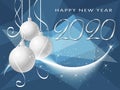 Happy New Year 2020 winter holiday greeting card wiht christmas balls Royalty Free Stock Photo