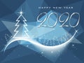 Happy New Year 2020 winter holiday greeting card with Christmas tree Royalty Free Stock Photo