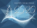 Happy New Year 2020 winter holiday greeting card with Christmas tree Royalty Free Stock Photo
