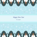 Happy New Year with winter penguins