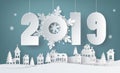 Happy new year and winter season,paper art and craft style