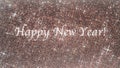 Happy New Year wish on a sparkling background with cross stars and bokeh. Soft effect Royalty Free Stock Photo