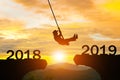 Happy New Year 2019 Woman rope jump