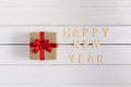 HAPPY NEW YEAR Wood Text For the new year with gift box