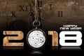 Happy New Year 2018 - Old Pocket Watch Royalty Free Stock Photo