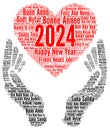 Happy New Year 2024 word cloud in different languages Royalty Free Stock Photo