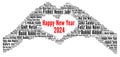 Happy New Year 2024 word cloud in different languages Royalty Free Stock Photo