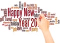 Happy New Year 20 word cloud hand writing concept Royalty Free Stock Photo