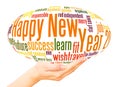 Happy New Year 20 word cloud typography sphere concept Royalty Free Stock Photo