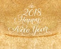 Happy New year 2018 word at gold glitter studio background ,Holiday Greeting card Royalty Free Stock Photo