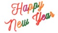 Happy New Year Words 3D Rendered Congratulation Text With Calligraphic, Thin Font Illustration Colored