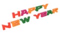 Happy New Year Words 3D Rendered Congratulation Text With Techno, Futuristic, Subway Font Illustration Colored