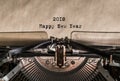 Happy New Year 2018 words typed on a Vintage Typewriter. Royalty Free Stock Photo