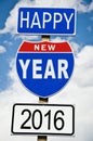 Happy New Year 2016 written on american roadsign