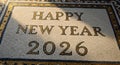 Happy New Year 2026 Written in Ancient Mosaic Tile Floor Pattern Royalty Free Stock Photo