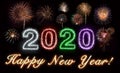 Happy New Year 2020 Fireworks Text