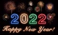 Happy New Year 2022 Written In Fireworks Text Royalty Free Stock Photo