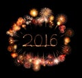 Happy new year 2016 written with Sparkle firework Royalty Free Stock Photo