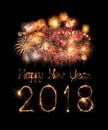 Happy new year 2018 written with Sparkle firework Royalty Free Stock Photo